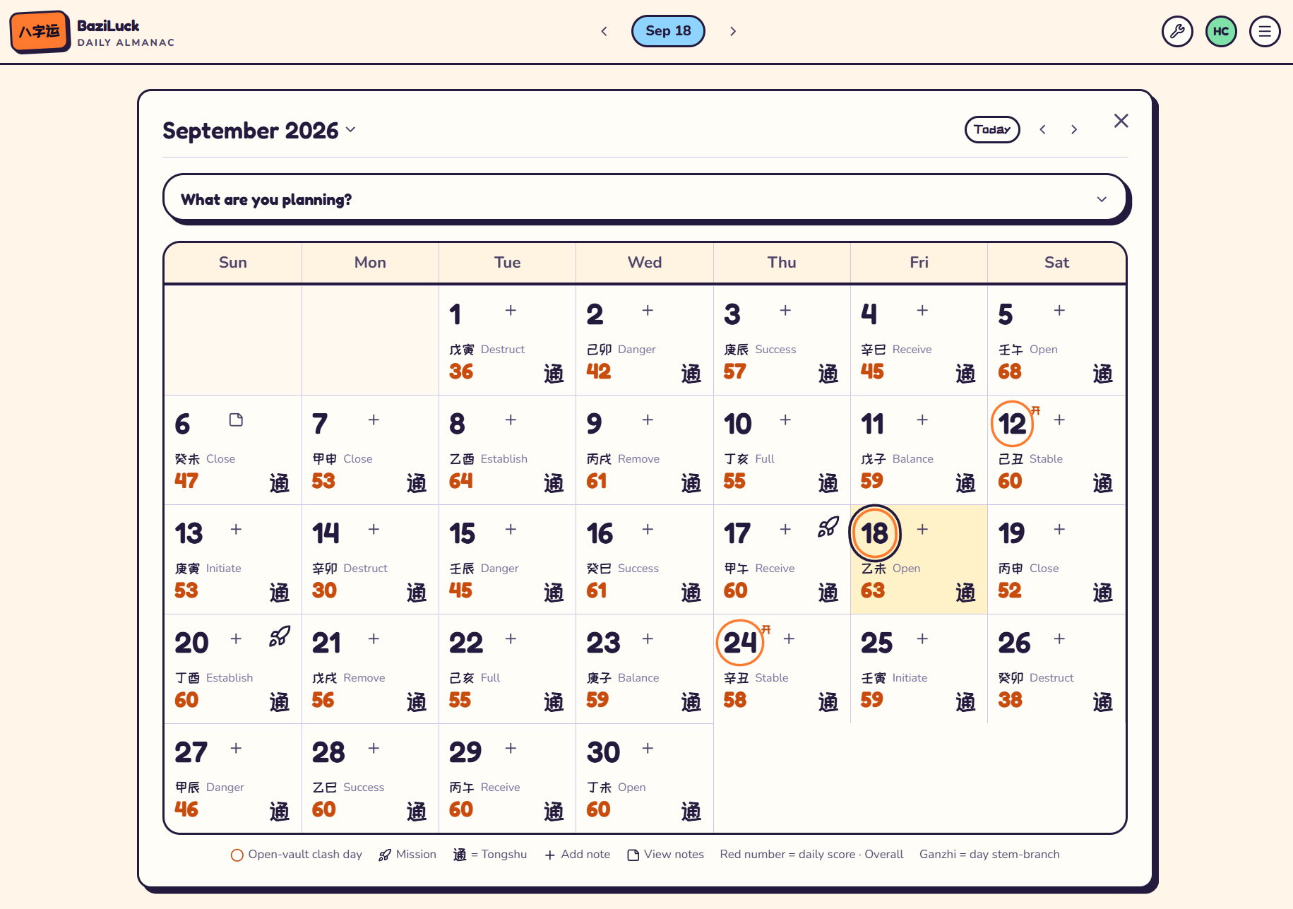 ปฏิทินรายเดือนพร้อมคะแนนรายวันและเหตุผลประจำวัน
